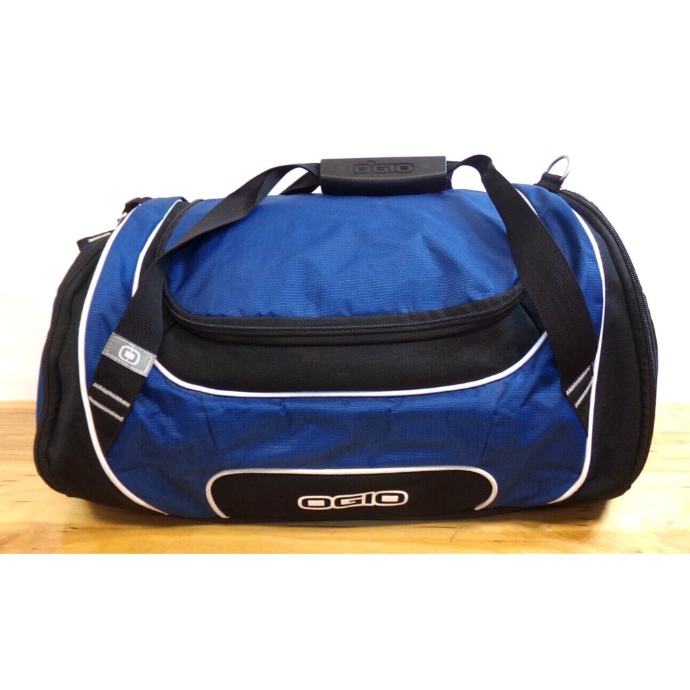 OGIO Duffel Bag Work Gym Travel Ventilated Shoe Area Blue Black w/ LOGO NO Strap